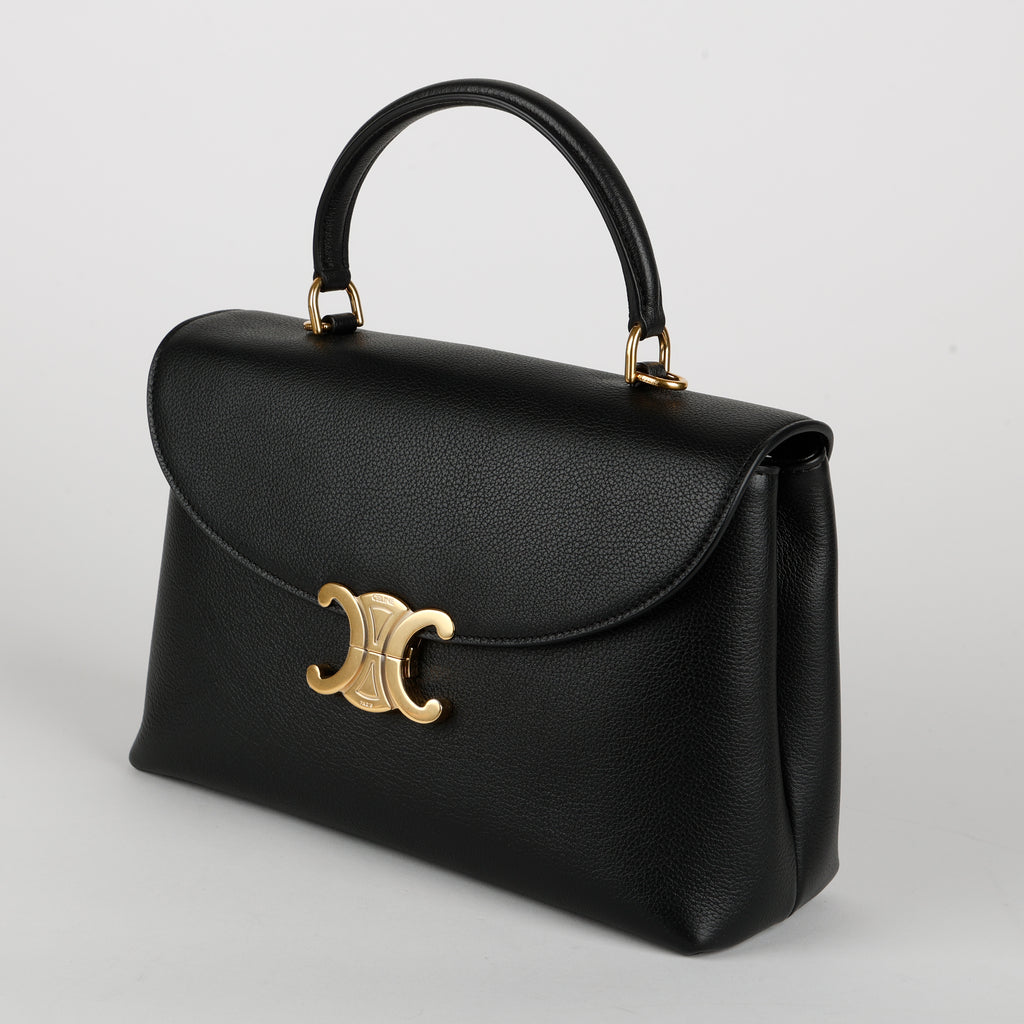 Medium Nino Bag, Black Grained Calfskin