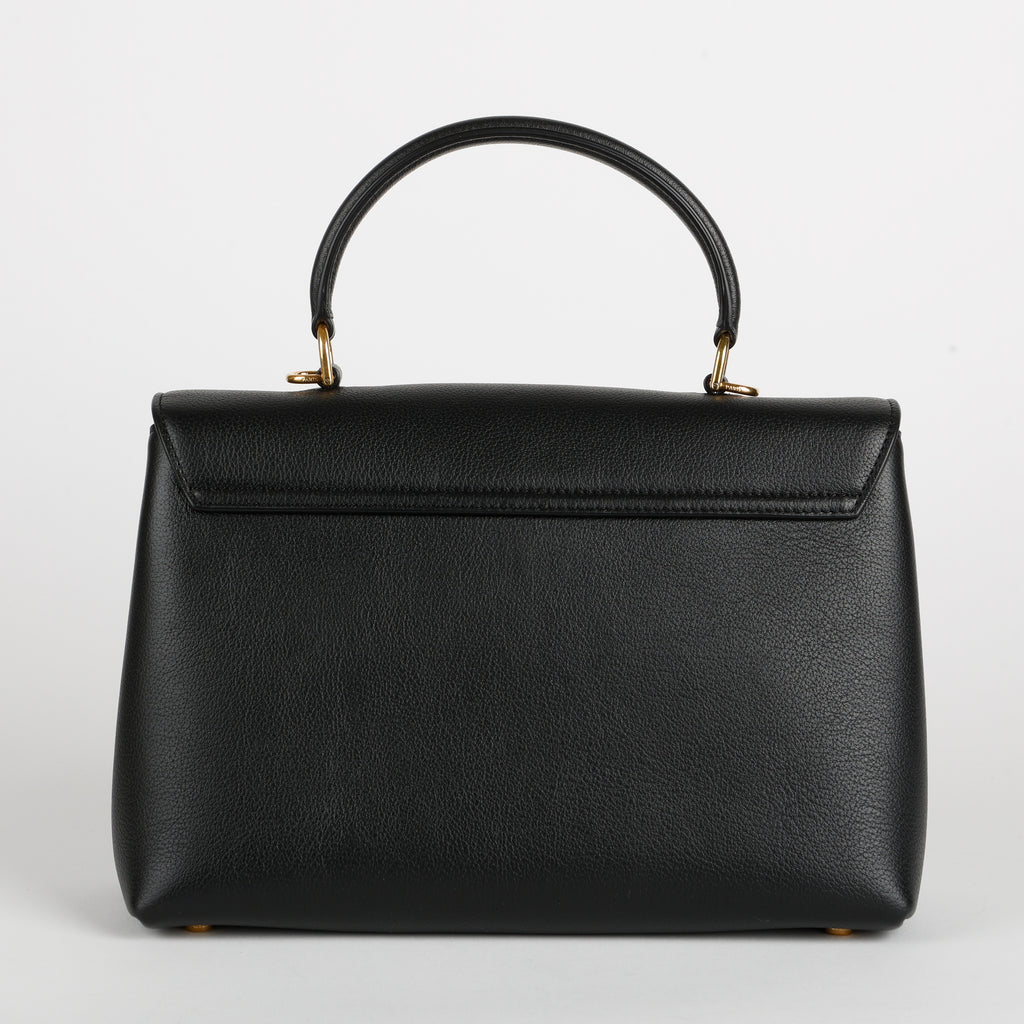 Medium Nino Bag, Black Grained Calfskin