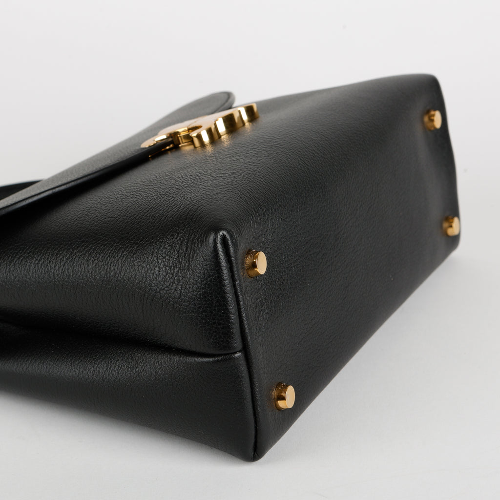 Medium Nino Bag, Black Grained Calfskin