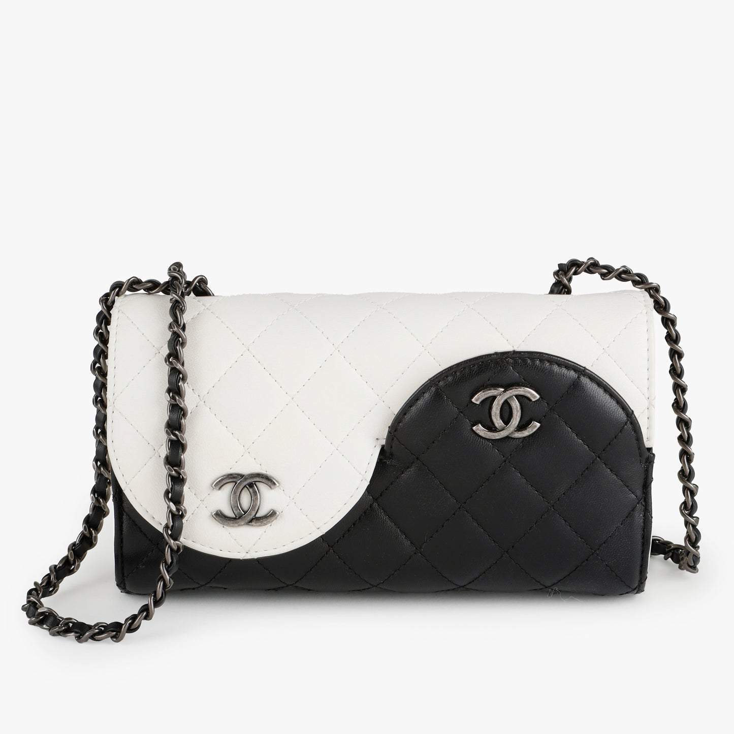 Chanel Yin Yang Mini Flap Bag, White and Black Lambskin