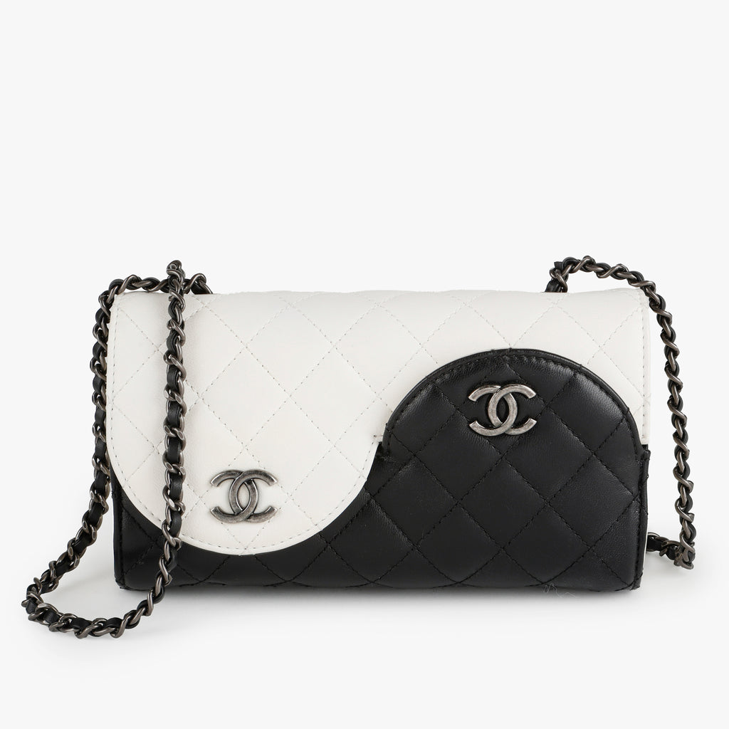 Chanel Yin Yang Mini Flap Bag, White and Black Lambskin