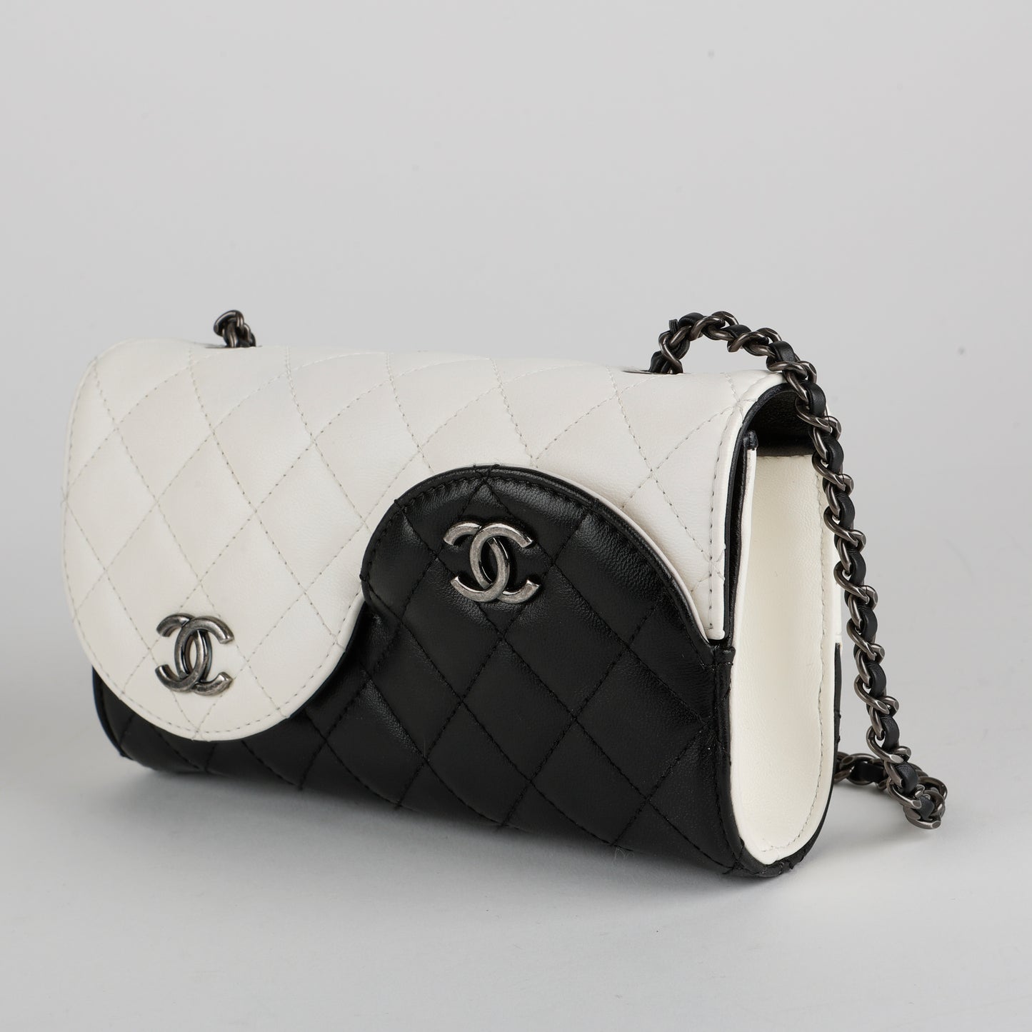 Chanel Yin Yang Mini Flap Bag, White and Black Lambskin