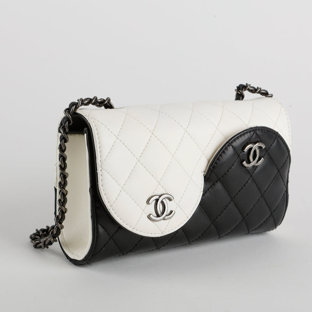 Chanel Yin Yang Mini Flap Bag, White and Black Lambskin