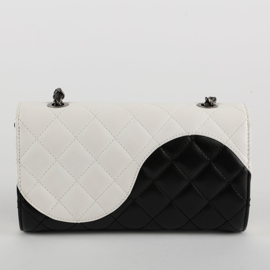 Chanel Yin Yang Mini Flap Bag, White and Black Lambskin