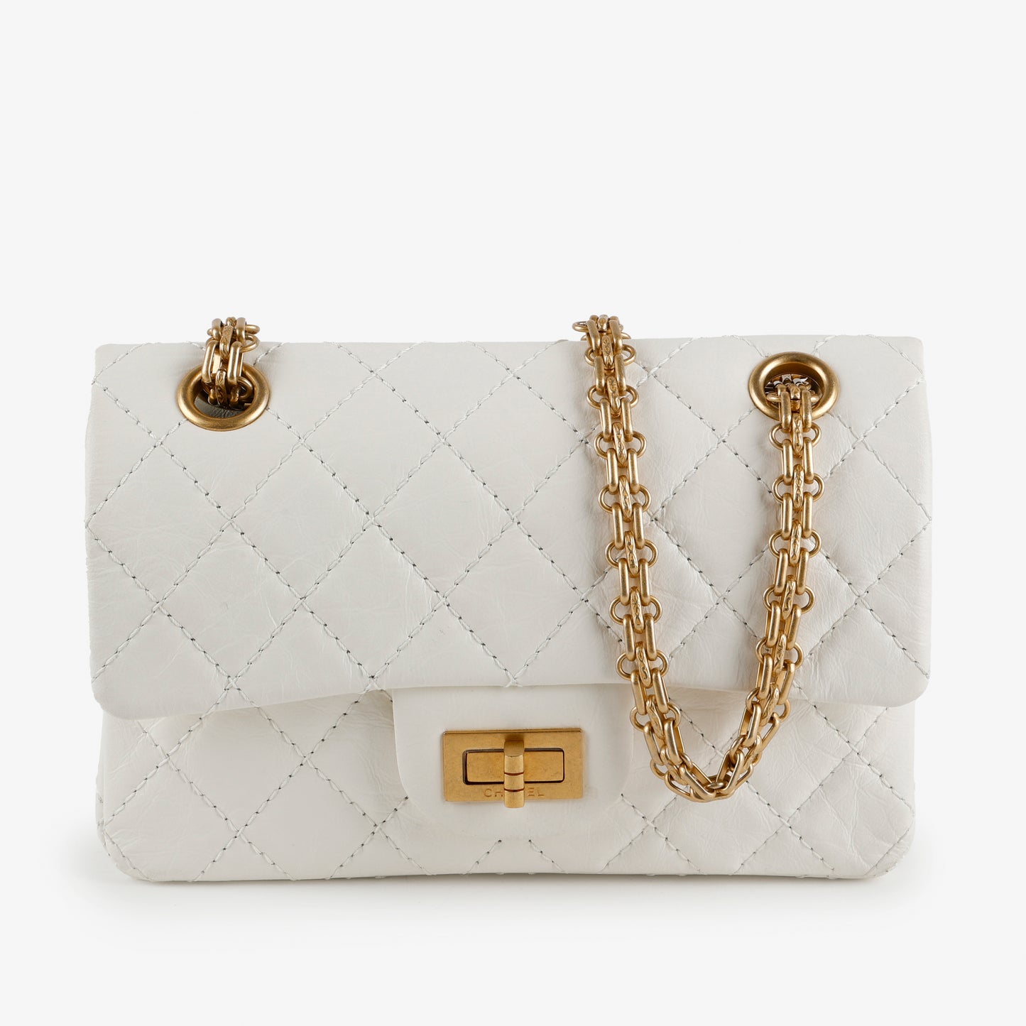 Mini 2.55 Reissue Single Flap, White Aged Calfskin