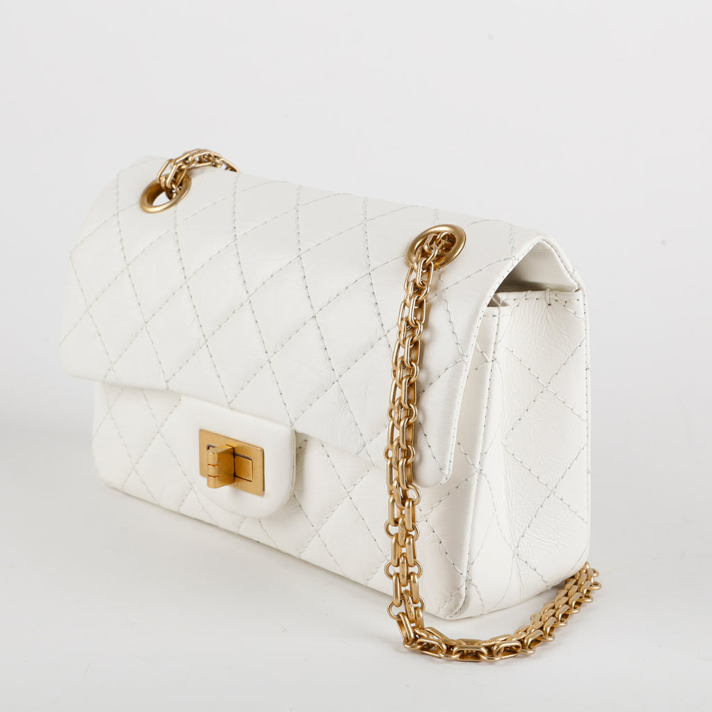 Mini 2.55 Reissue Single Flap, White Aged Calfskin