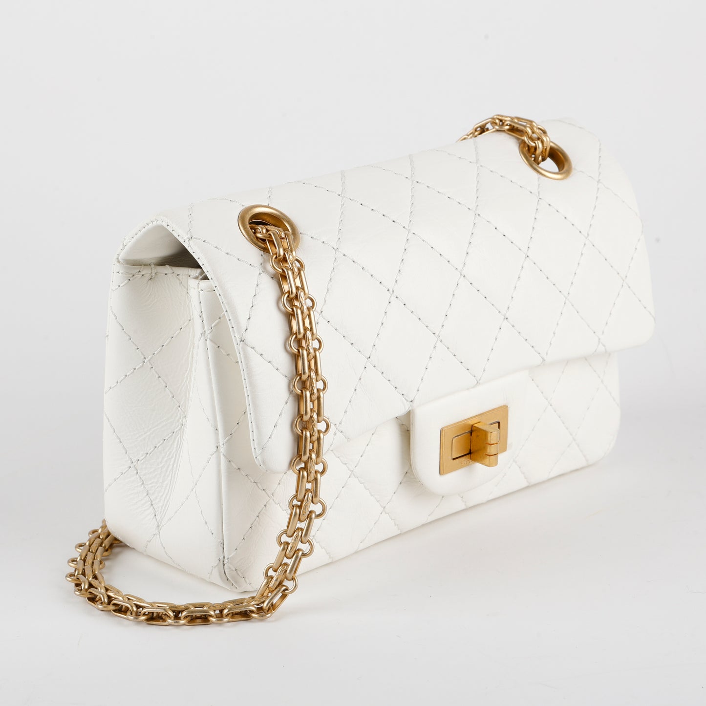 Mini 2.55 Reissue Single Flap, White Aged Calfskin