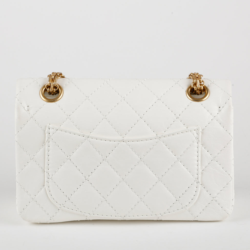 Mini 2.55 Reissue Single Flap, White Aged Calfskin
