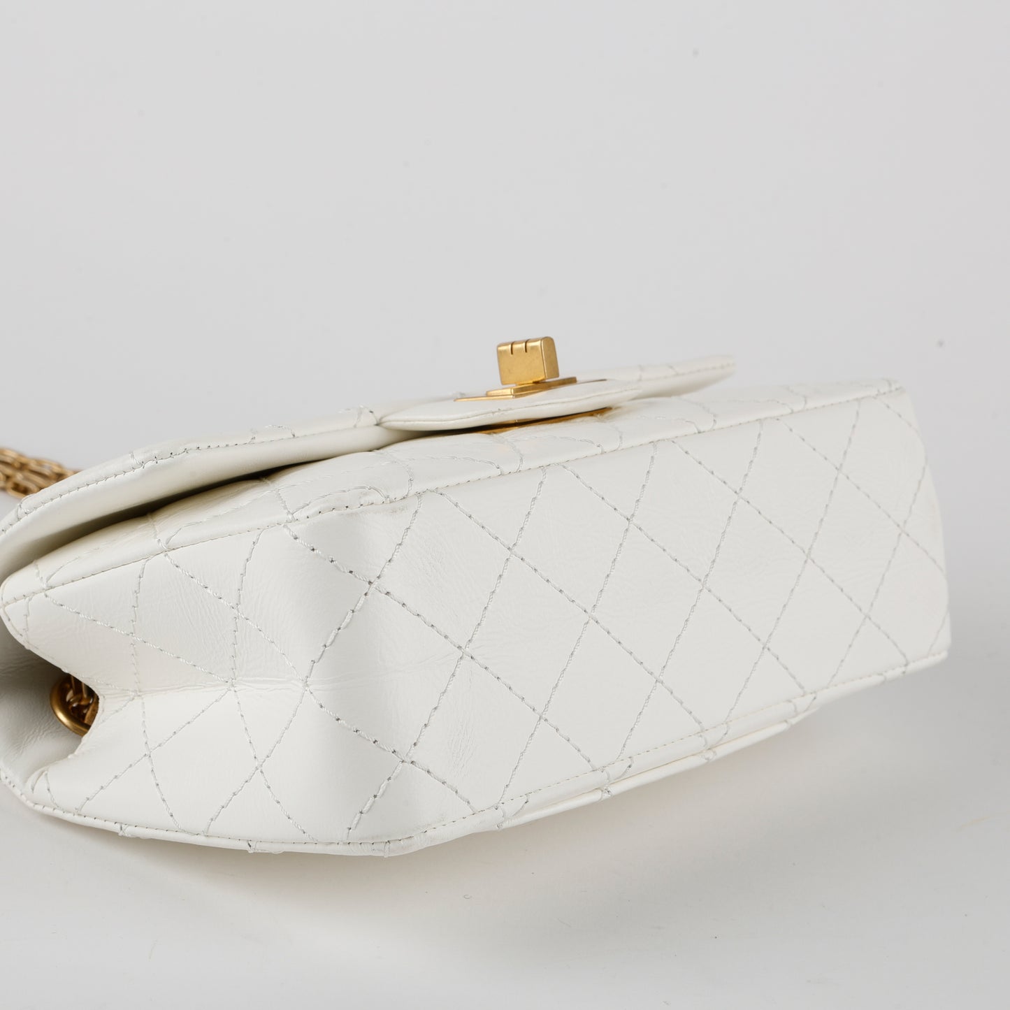 Mini 2.55 Reissue Single Flap, White Aged Calfskin