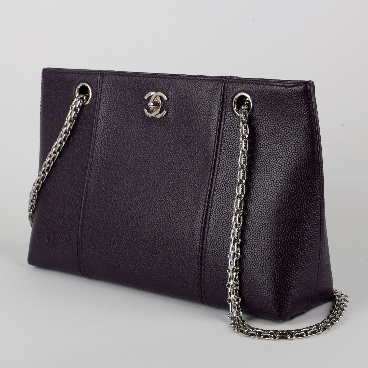 Vintage Coco Mark Tote, Purple Caviar Silver Hardware
