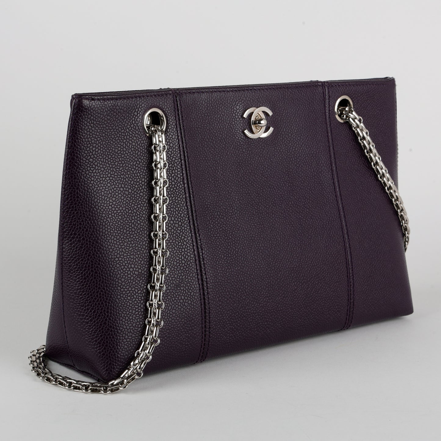 Vintage Coco Mark Tote, Purple Caviar Silver Hardware