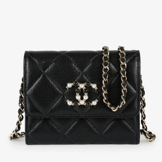 Caviar Coco Candy Card Holder on Chain Black