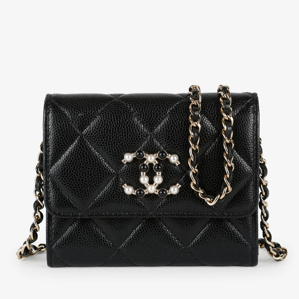 Caviar Coco Candy Card Holder on Chain Black