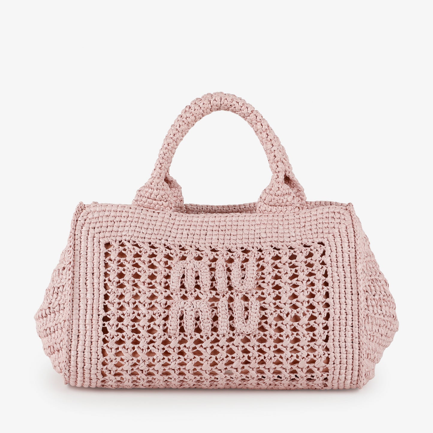 Woven Top Handle Tote, Pink