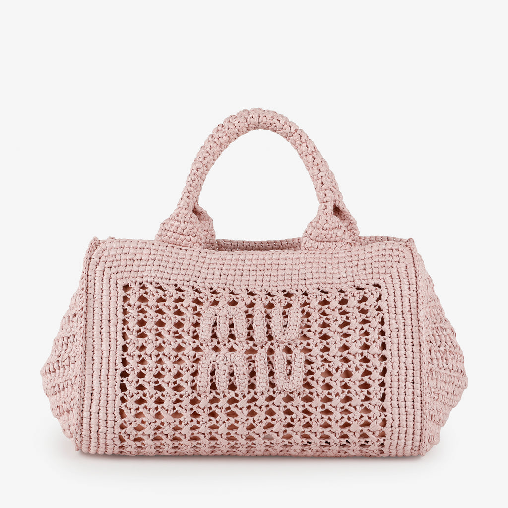 Woven Top Handle Tote, Pink