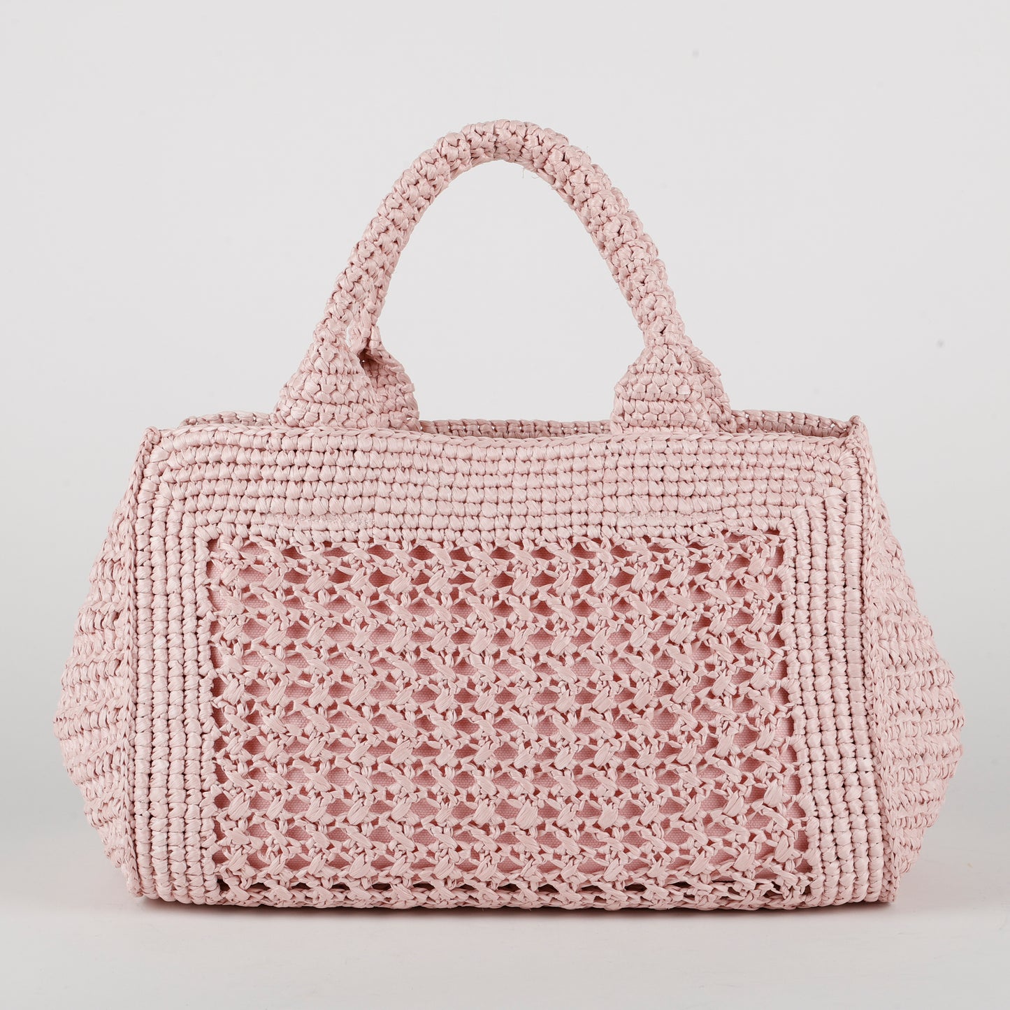Woven Top Handle Tote, Pink