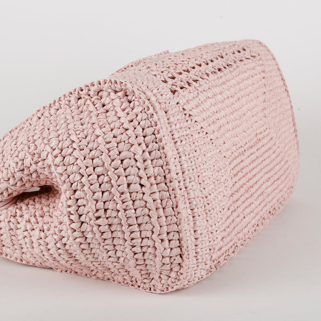 Woven Top Handle Tote, Pink