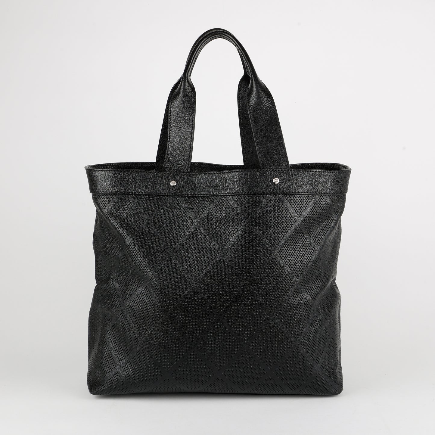 CC Perforated Tote, Black Calfskin