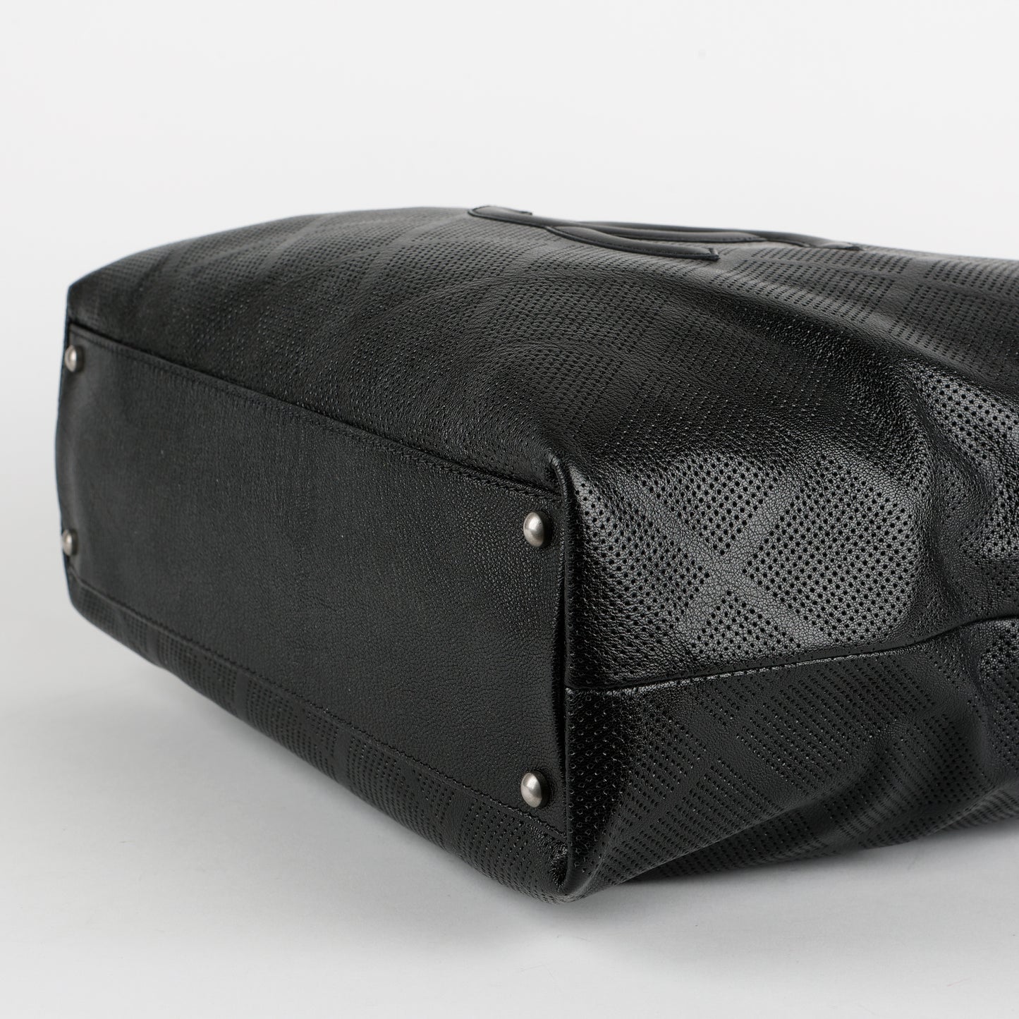 CC Perforated Tote, Black Calfskin