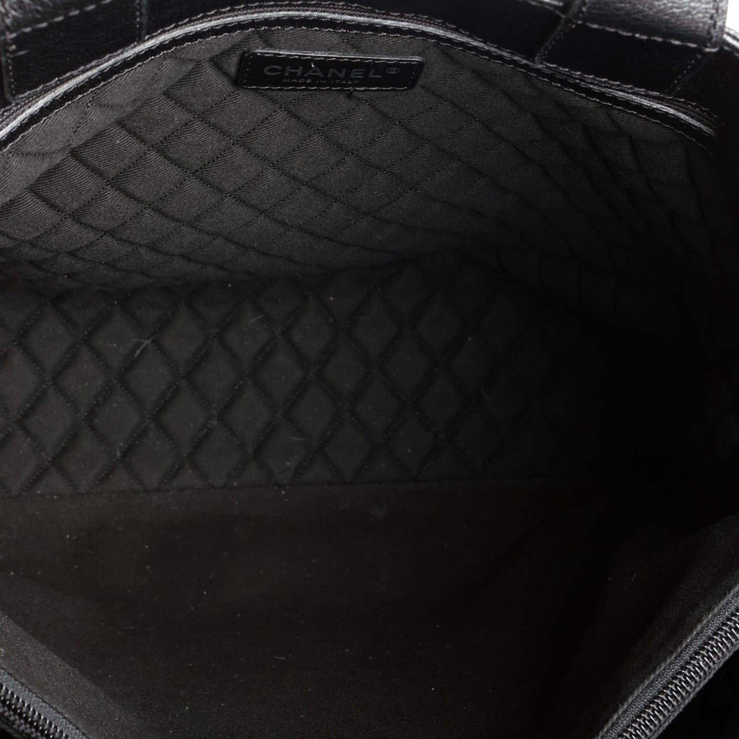 CC Perforated Tote, Black Calfskin