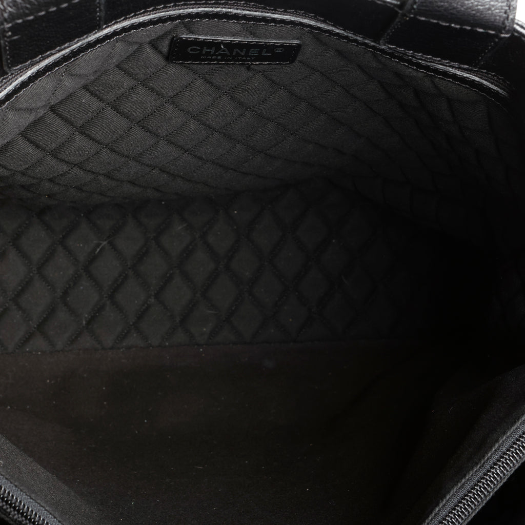 CC Perforated Tote, Black Calfskin