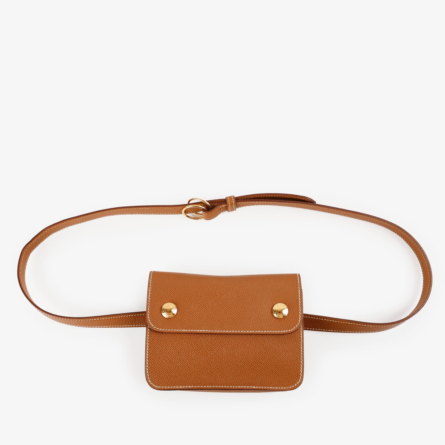 Double Snap Pochette Belt Bag, Gold Epsom