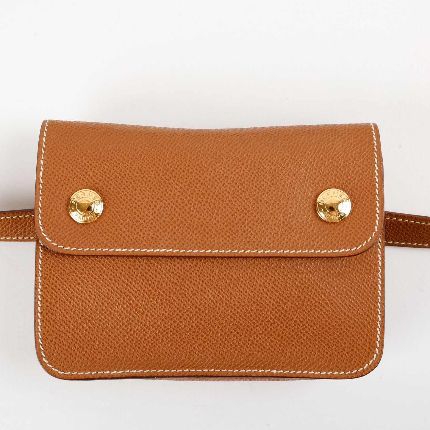 Double Snap Pochette Belt Bag, Gold Epsom