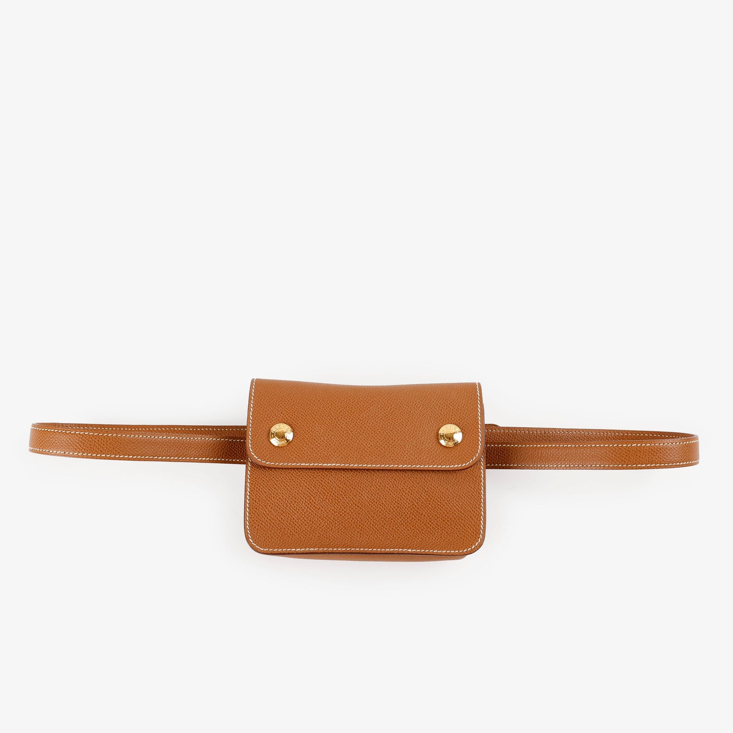 Double Snap Pochette Belt Bag, Gold Epsom