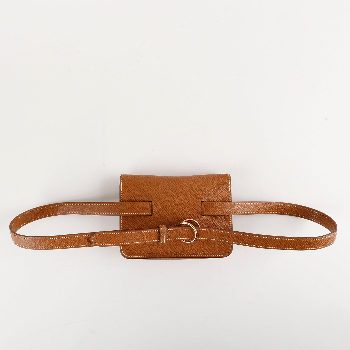 Double Snap Pochette Belt Bag, Gold Epsom