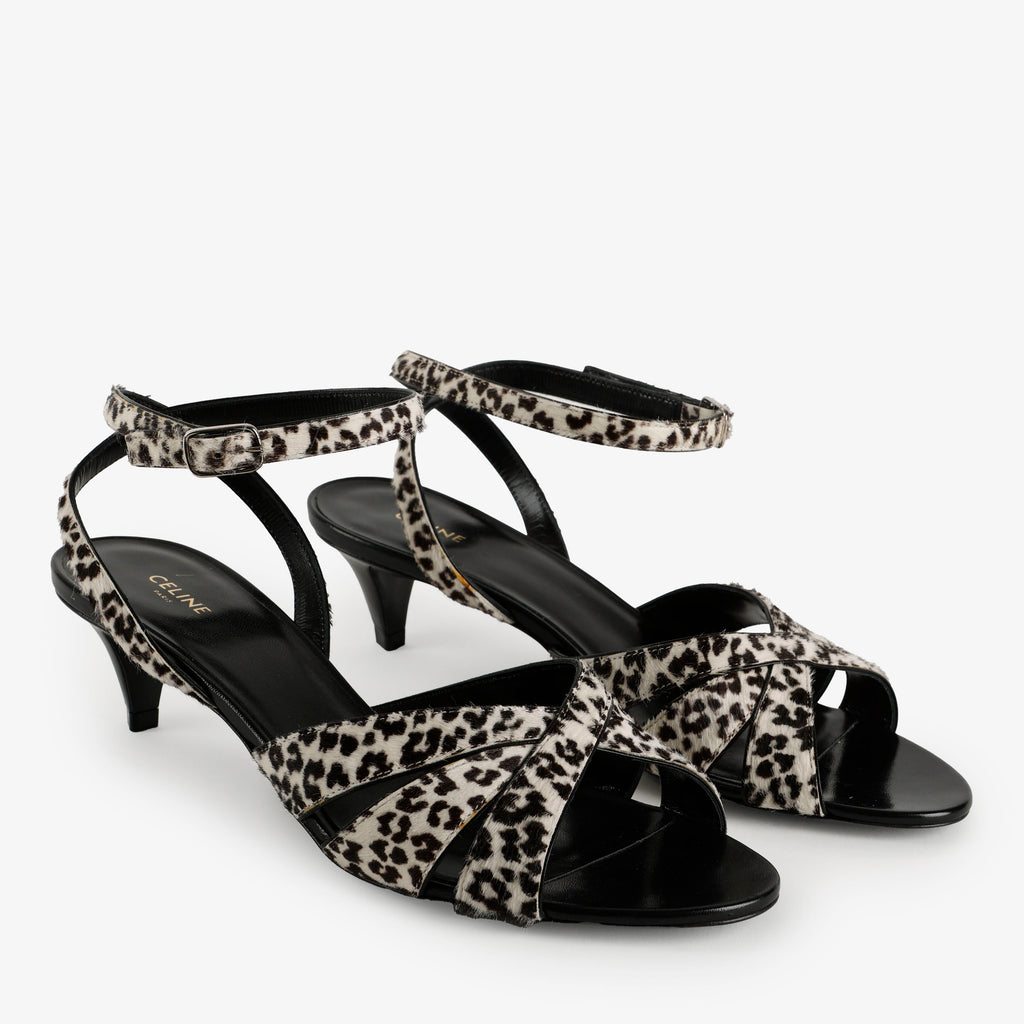 Kitten Heels w/ Snow Leopard Calf Hair
