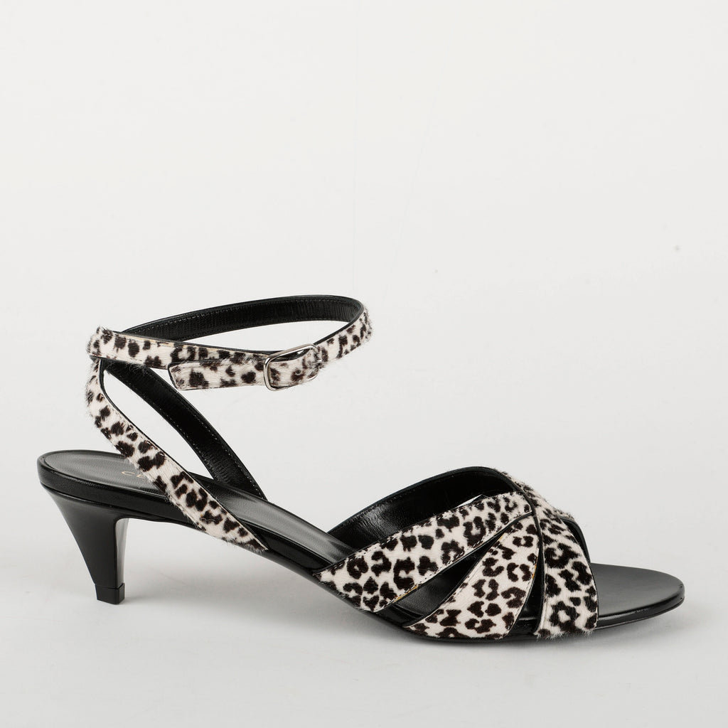 Kitten Heels w/ Snow Leopard Calf Hair