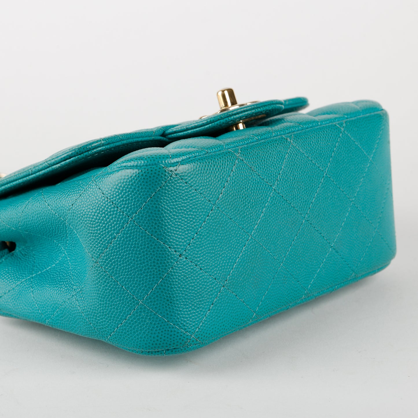 Turquoise Caviar Mini Flap Square