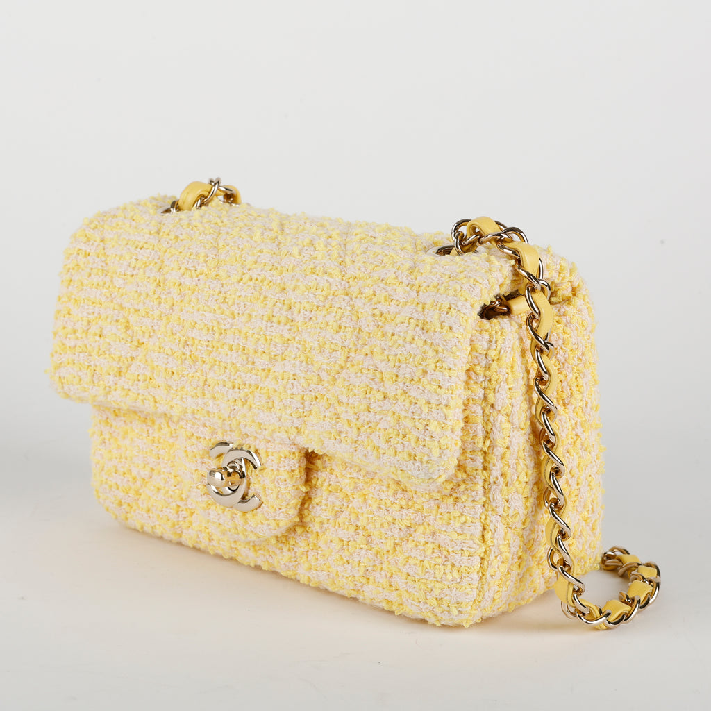 Mini Single Flap, Yellow Tweed