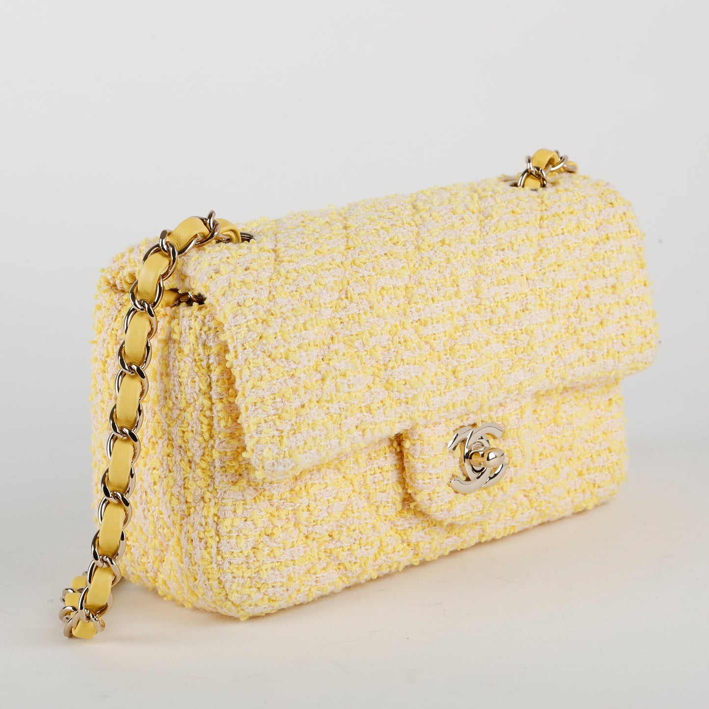Mini Single Flap, Yellow Tweed