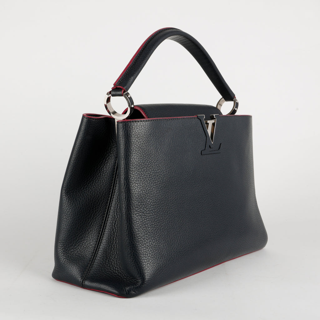 Capucines MM, Navy and Pink Calfskin