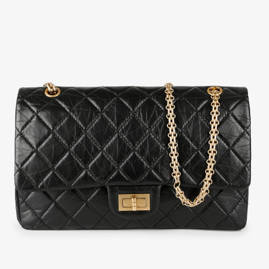 Jumbo 2.55 Reissue Double Flap, Black Aged Calfskin