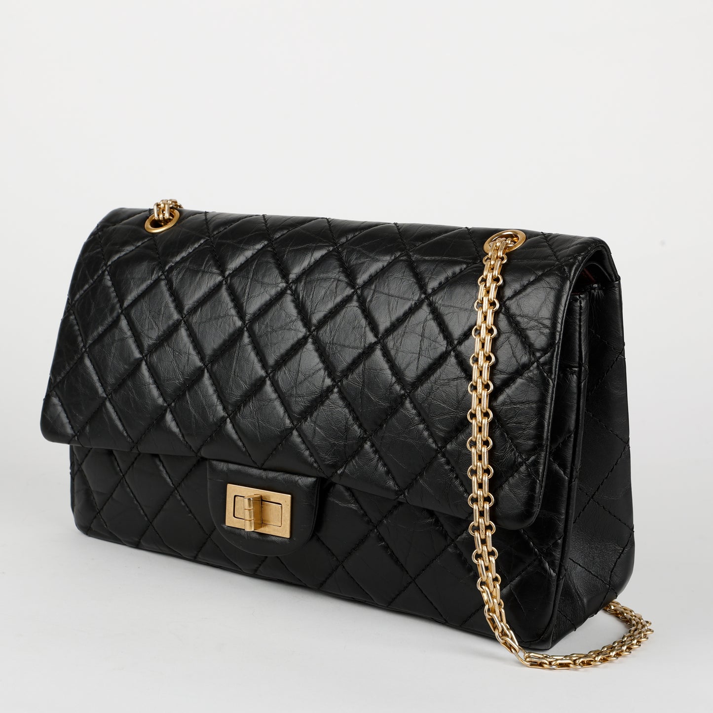 Jumbo 2.55 Reissue Double Flap, Black Aged Calfskin