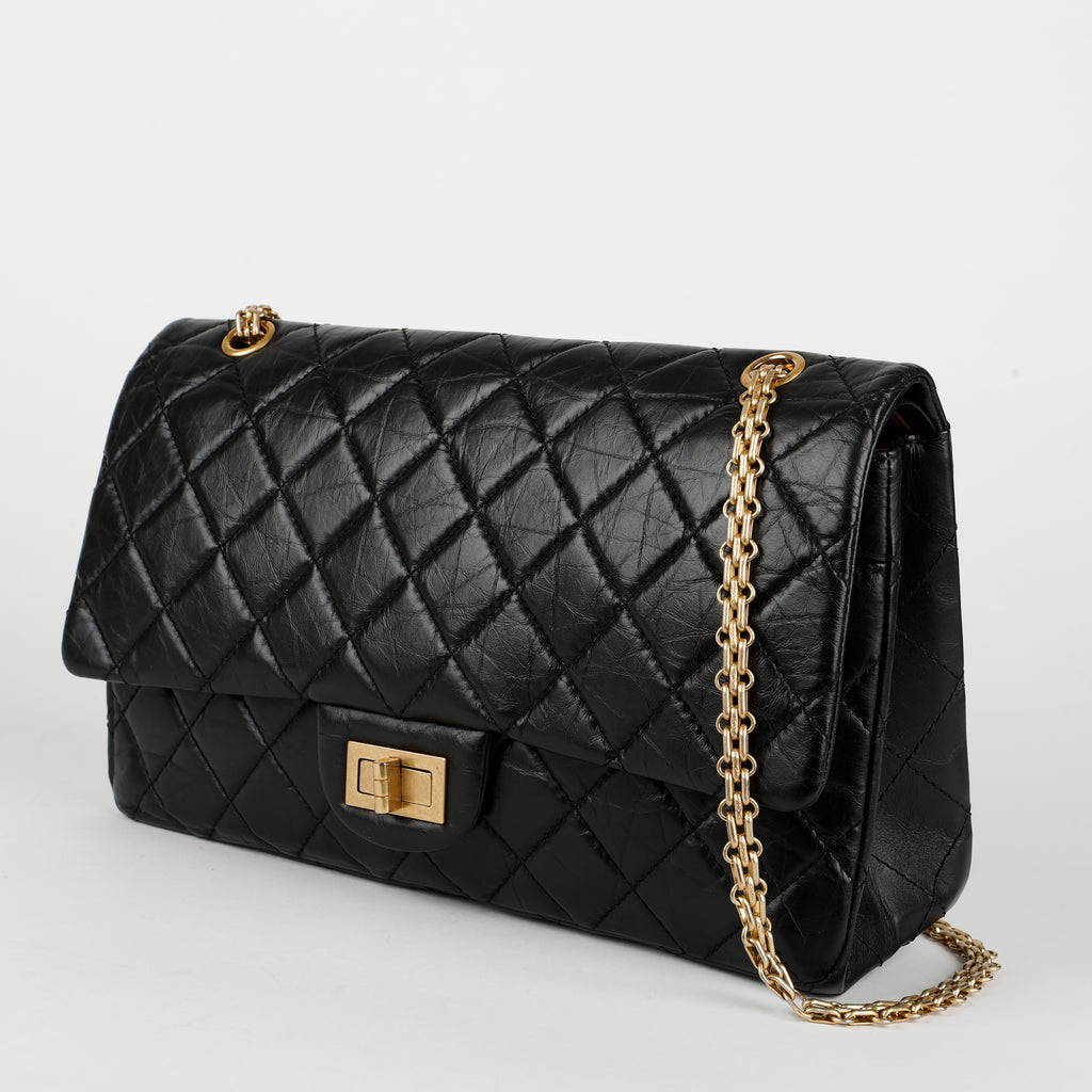 Jumbo 2.55 Reissue Double Flap, Black Aged Calfskin