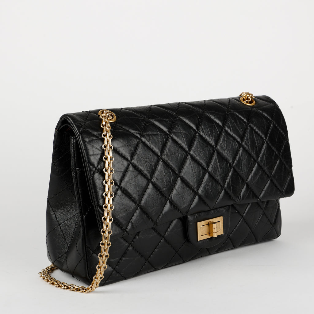 Jumbo 2.55 Reissue Double Flap, Black Aged Calfskin