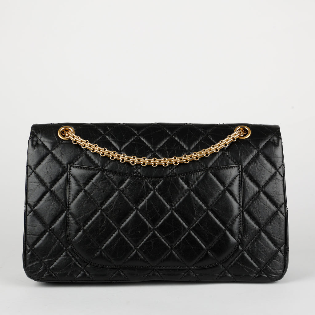Jumbo 2.55 Reissue Double Flap, Black Aged Calfskin