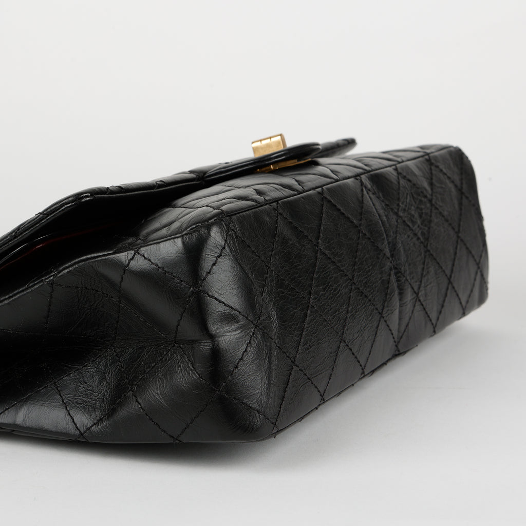 Jumbo 2.55 Reissue Double Flap, Black Aged Calfskin