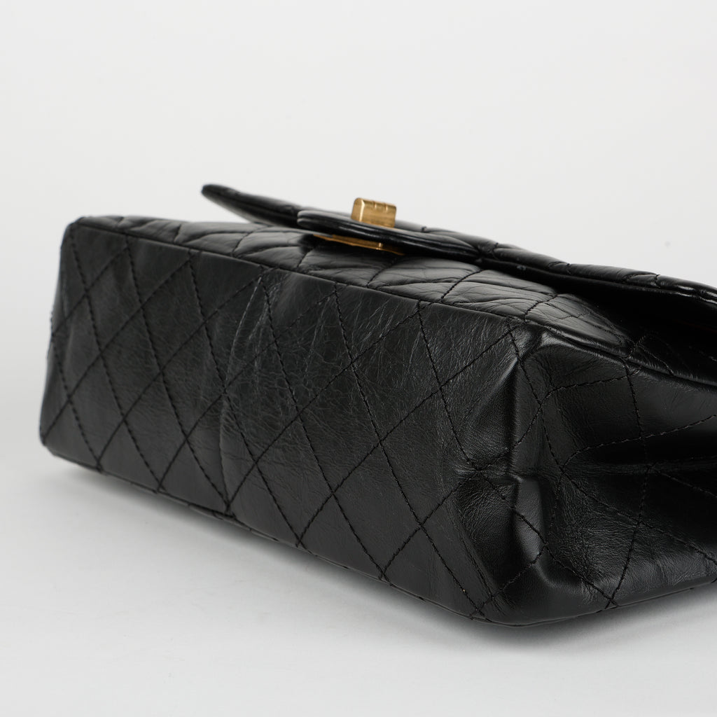 Jumbo 2.55 Reissue Double Flap, Black Aged Calfskin