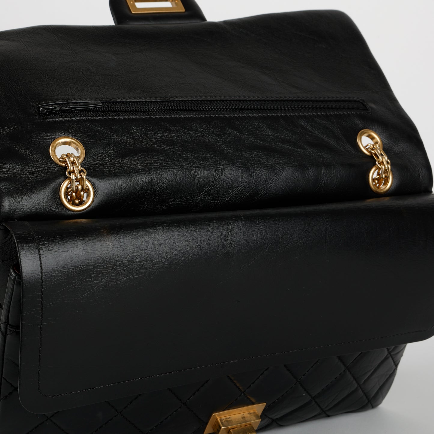 Jumbo 2.55 Reissue Double Flap, Black Aged Calfskin