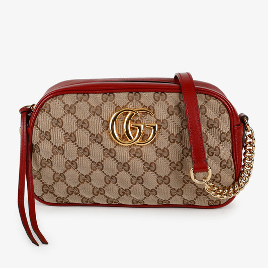 Small GG Marmont Camera Bag, Red Canvas