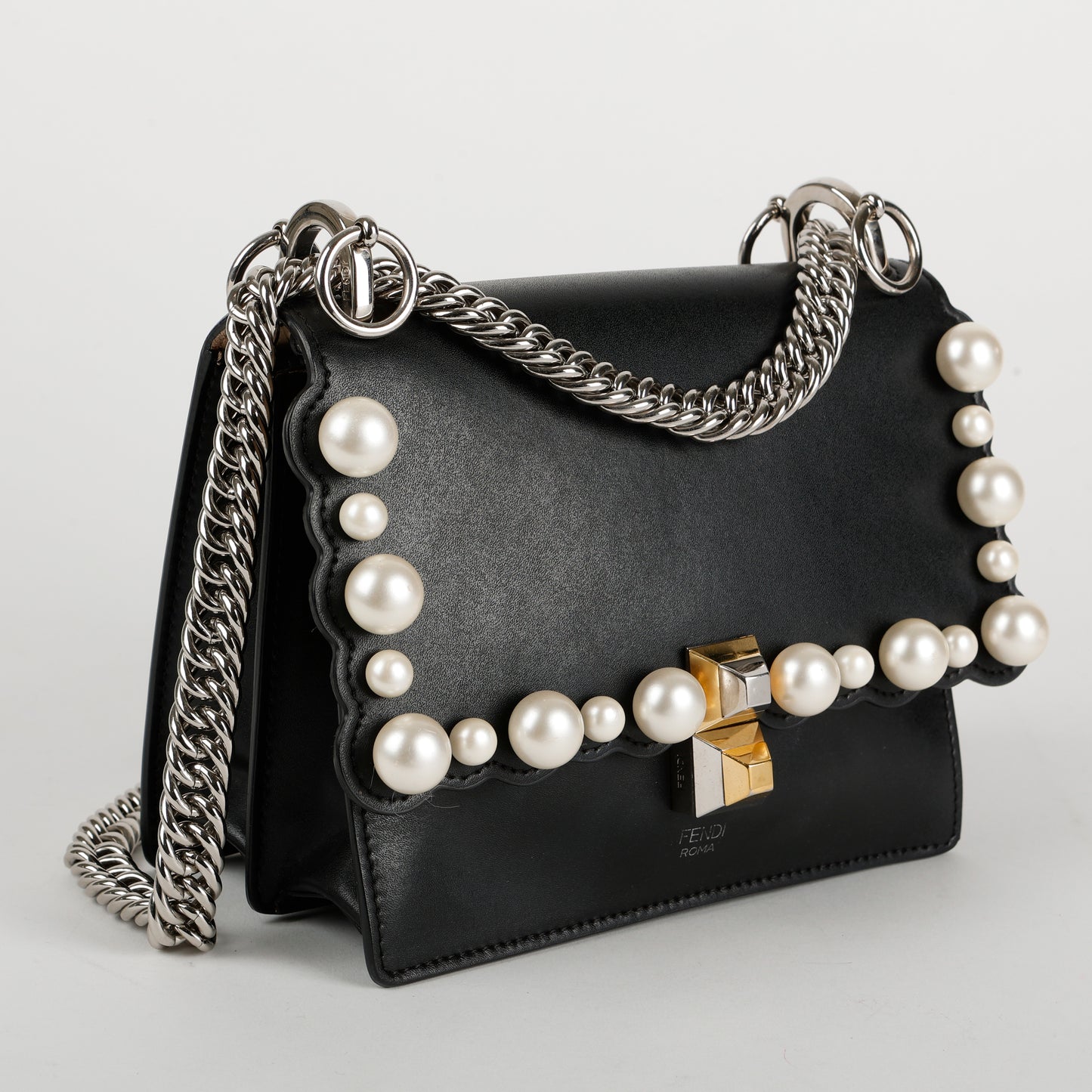 Kan I Small Pearl Studded Shoulder Bag