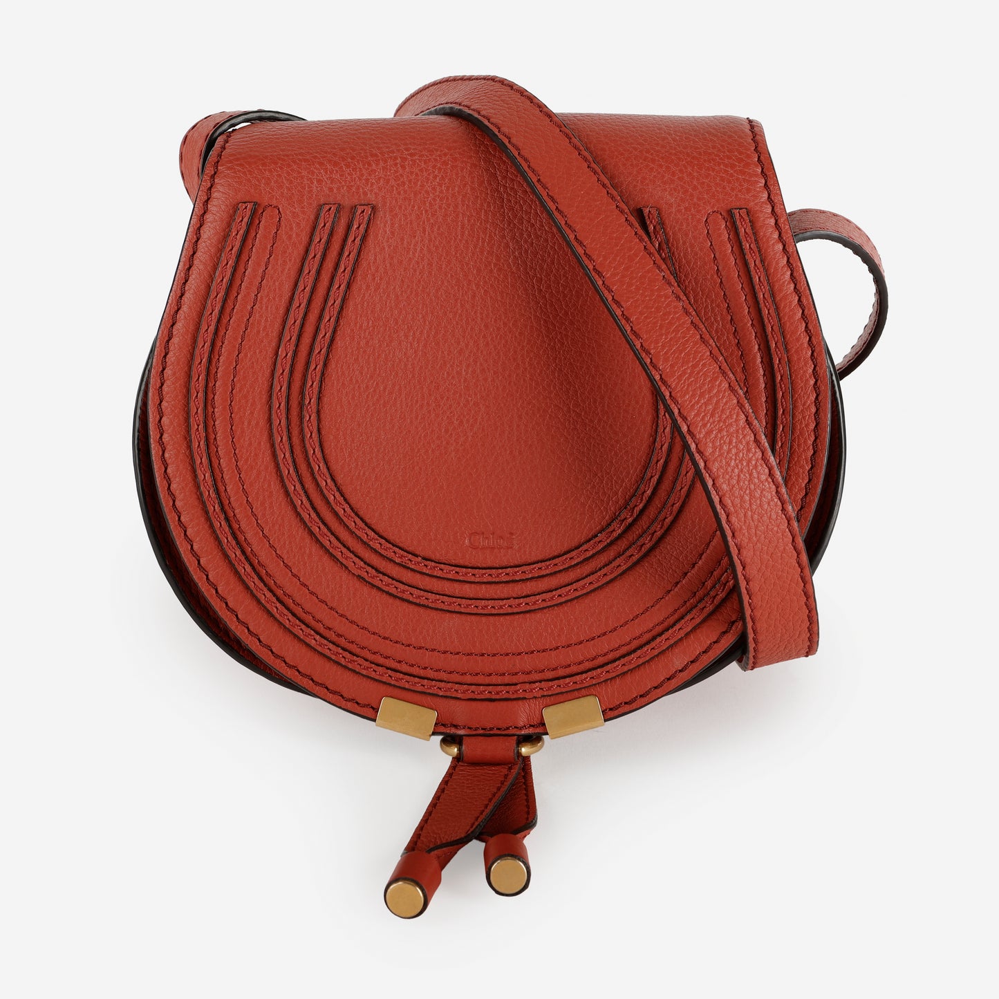 Small Marcie Saddle Bag, Rose Grained Calfskin