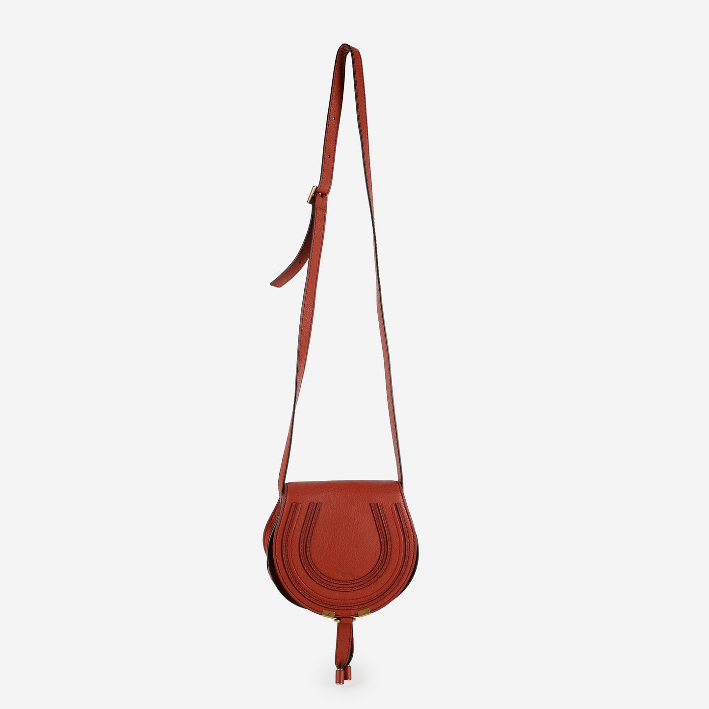 Small Marcie Saddle Bag, Rose Grained Calfskin