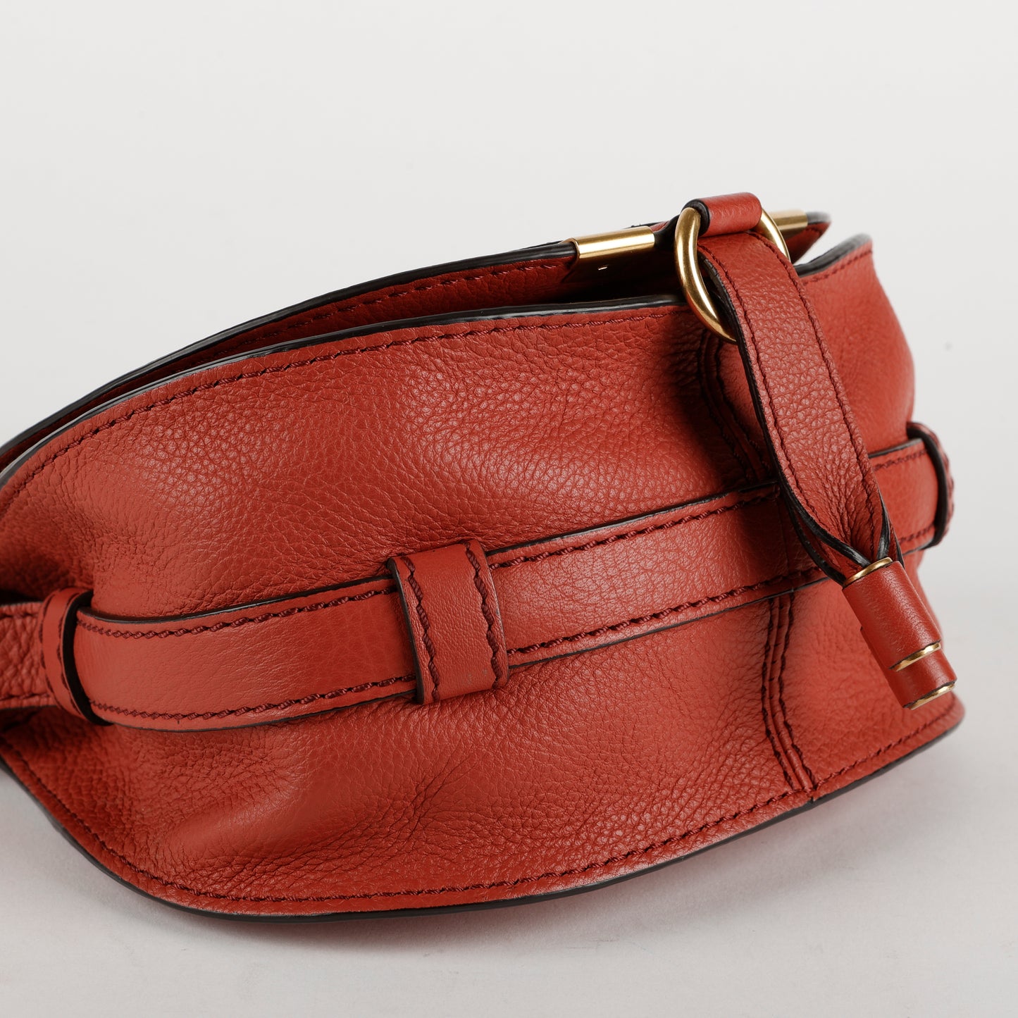 Small Marcie Saddle Bag, Rose Grained Calfskin