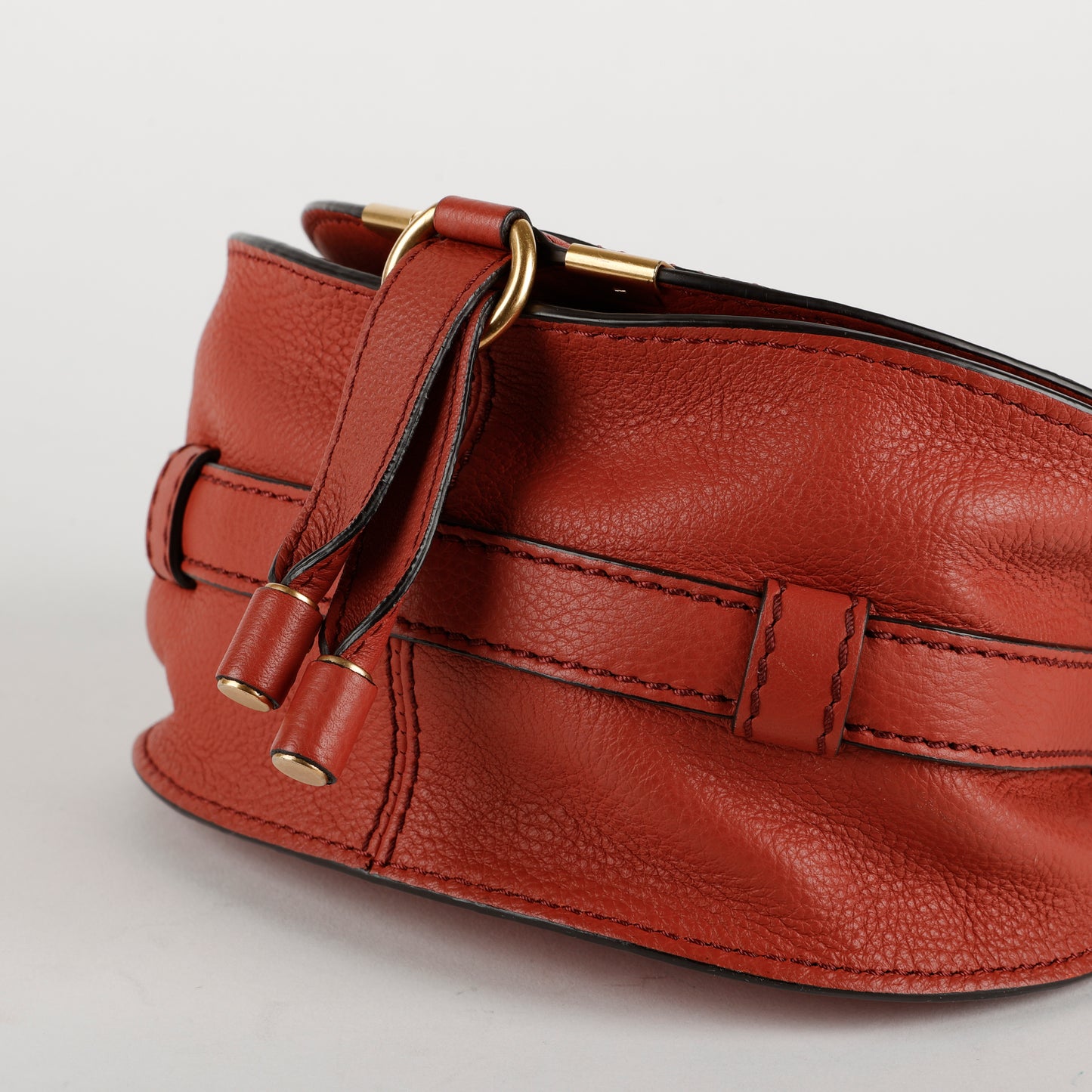 Small Marcie Saddle Bag, Rose Grained Calfskin