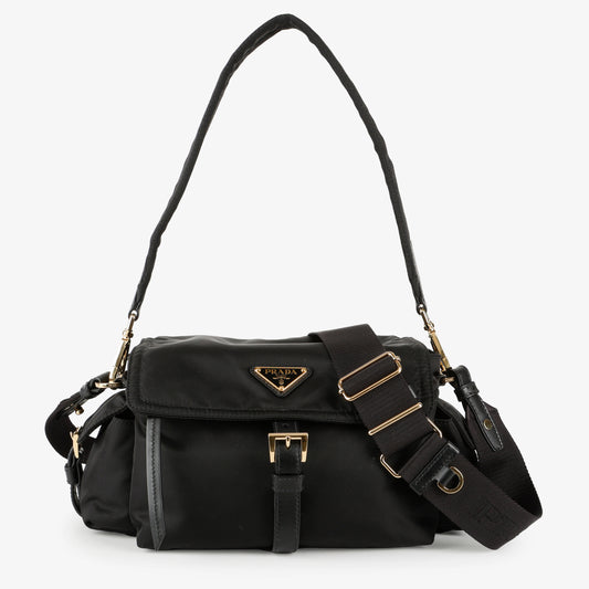 Medium Re-Nylon Explore Shoulder Bag, Black